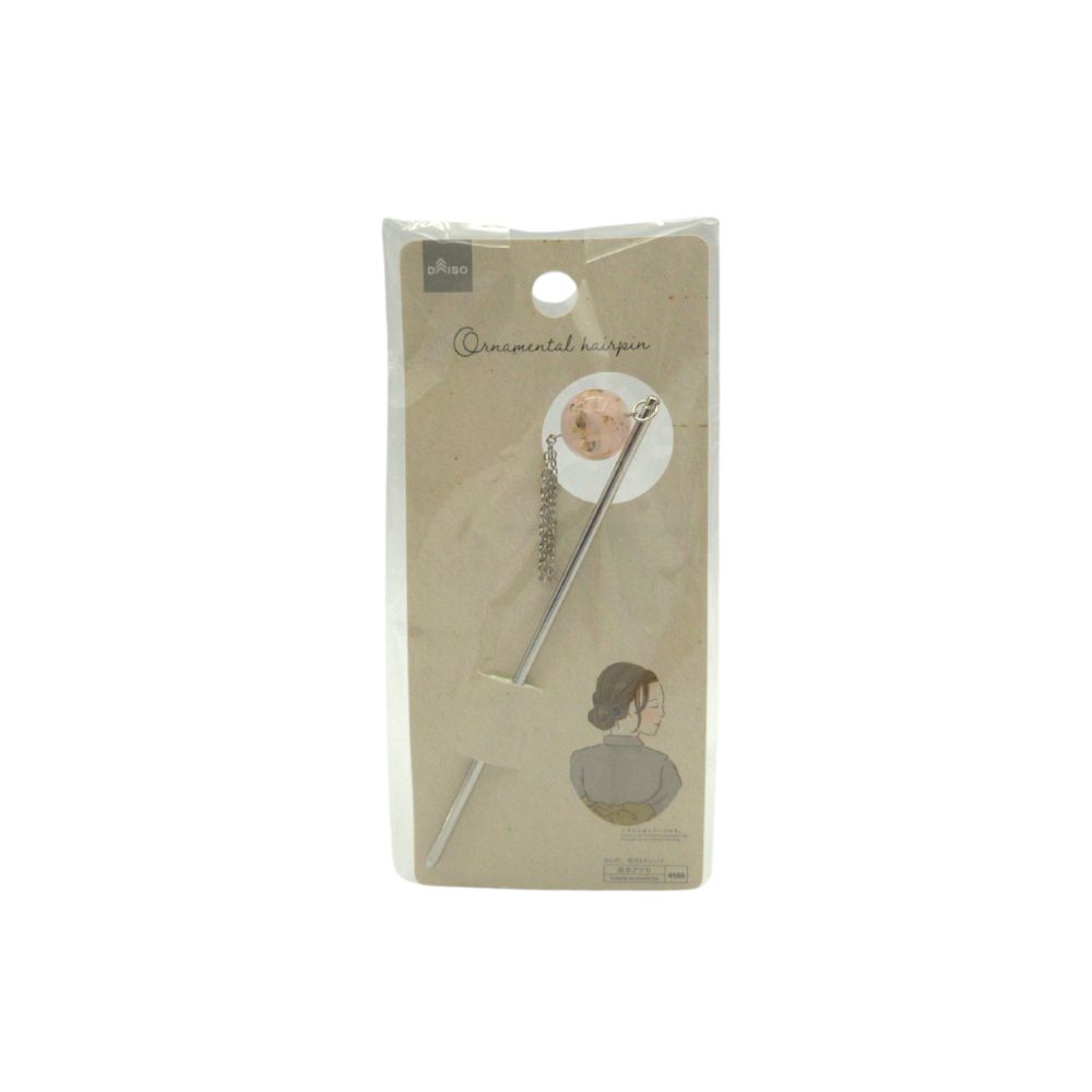 kanzashi colore argento con sfera colorata variante rosa