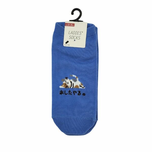 calzini da donna giapponesi blu con gatto pigro