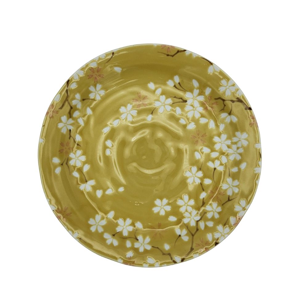 piatto-in-ceramica-giapponese-con-rami-di-ciliegio-diametro-19-cm-giallo piatto in ceramica giapponese con rami di ciliegio diametro 19 cm giallo