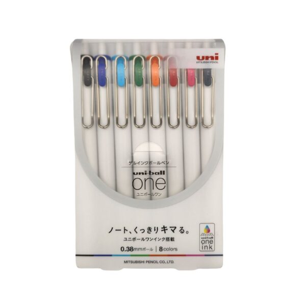 uni-ball one set da 8 penne gel colorate con punta 0.38mm