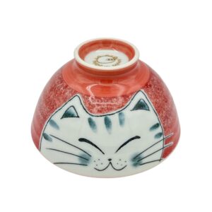 ciotola chawan in ceramica con gatto 12 cm